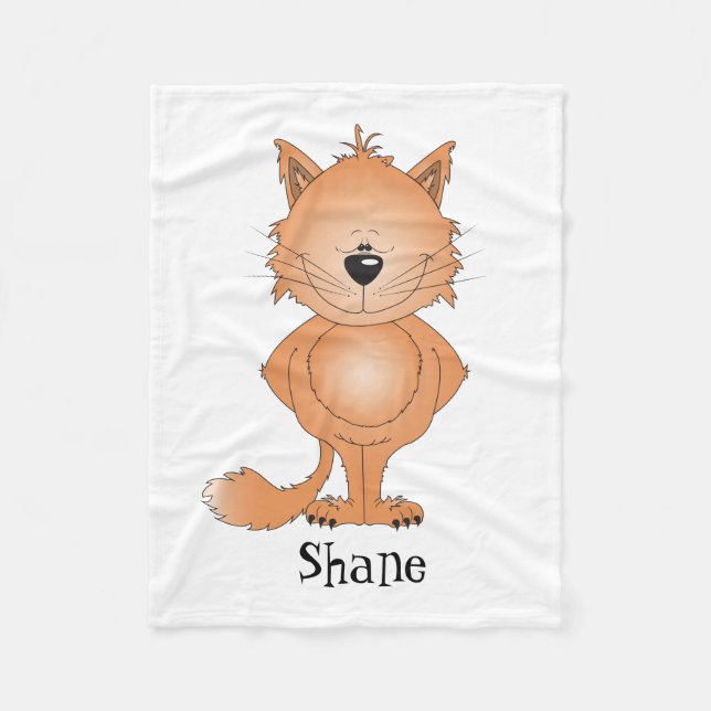 Cute Kitty Cat Cartoon Fleece Blanket (Front)