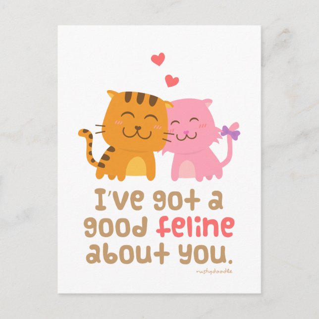 Cute Kitty Cat Feline Love Confession Pun Humour Postcard (Front)