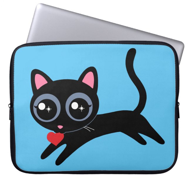 Cute Kitty Cat Heart Thief Gift for Girls Laptop Sleeve (Front)