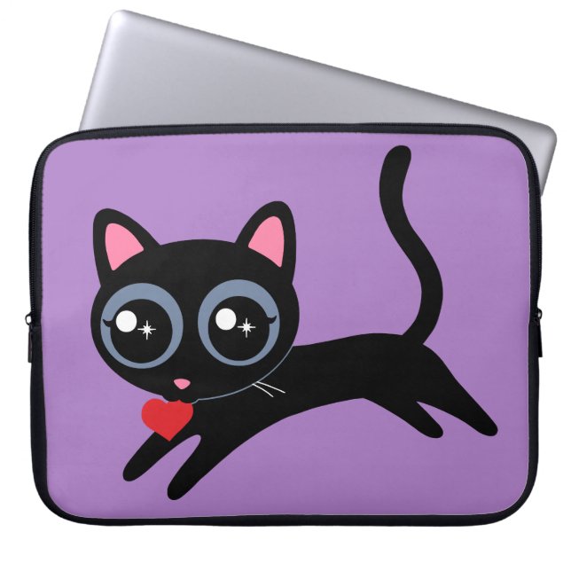 Cute Kitty Cat Heart Thief Gift for Girls Laptop Sleeve (Front)