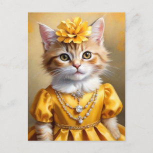 Cute Kitty Cat in Yellow Dress Postcard