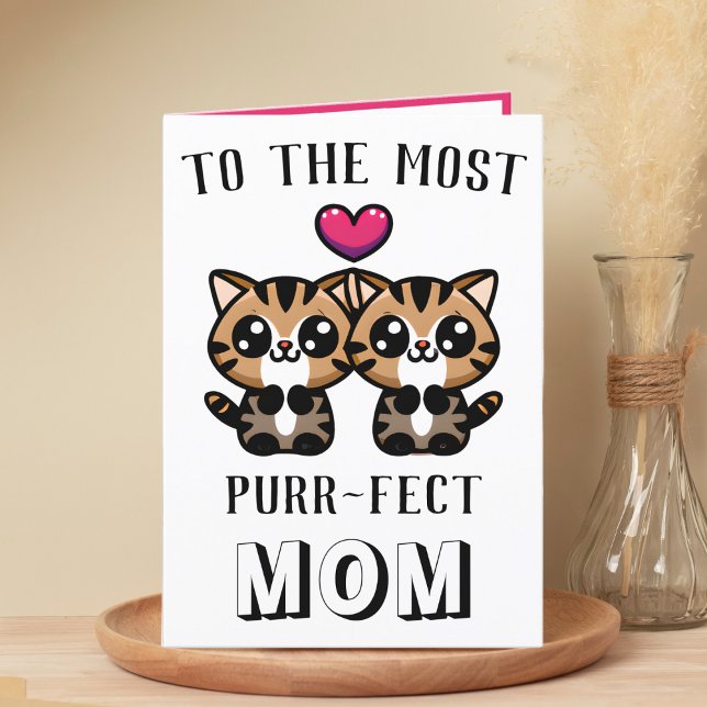 Cute Kitty Cat Kitten Pun Mum Happy Birthday Thank You Card (cute kitten purr birthday card for mom)