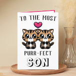 Cute Kitty Cat Kitten Pun Son Happy Birthday Thank You Card<br><div class="desc">Looking for a unique way to express your love and humour to your child? Our funny kitty cat pun greeting card is the perfect choice for your son on his birthday! Customise it by adding your own personal message.  Design features two cute brown kittens with a red heart.</div>