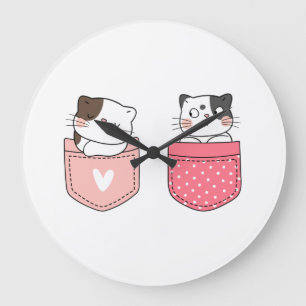 Cute Kitty Cat Large Clock