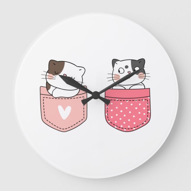 Cute Kitty Cat Large Clock (Front)