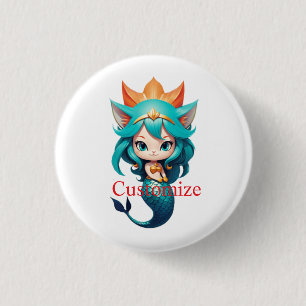 Cute Kitty Cat Mermaid Thunder_Cove 3 Cm Round Badge