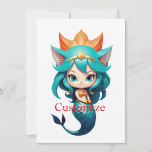 Cute Kitty Cat Mermaid Thunder_Cove Invitation