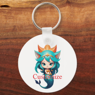 Cute Kitty Cat Mermaid Thunder_Cove Key Ring