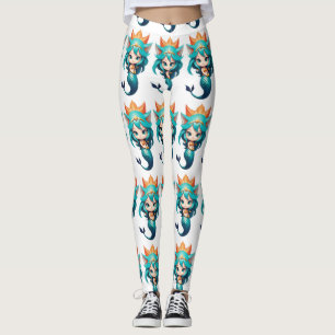Cute Kitty Cat Mermaid Thunder_Cove Leggings