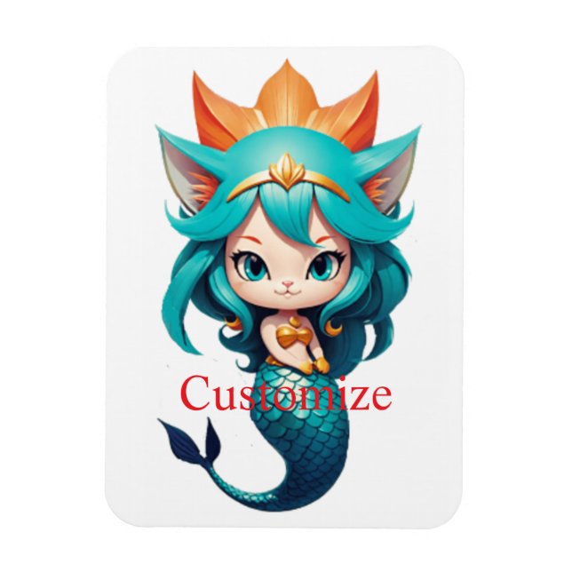 Cute Kitty Cat Mermaid Thunder_Cove Magnet (Vertical)