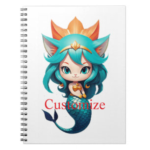 Cute Kitty Cat Mermaid Thunder_Cove Notebook