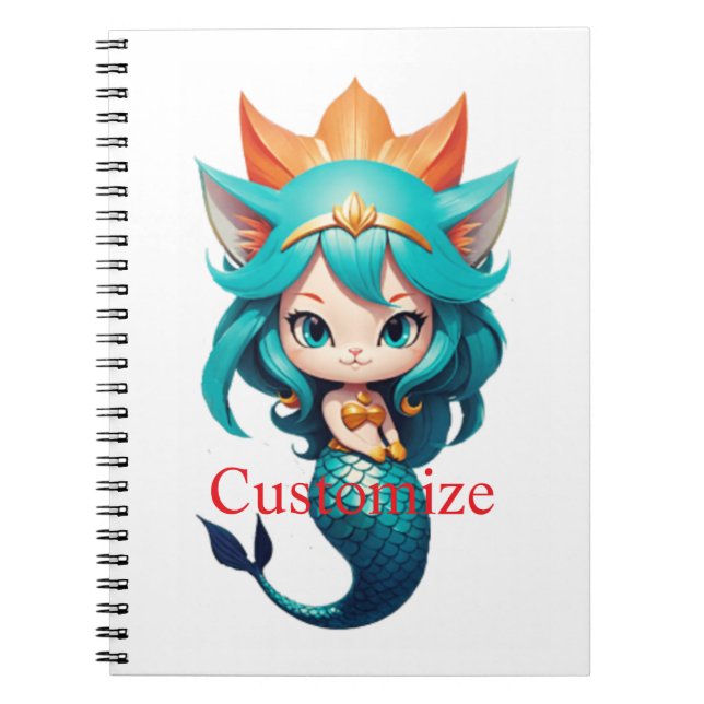 Cute Kitty Cat Mermaid Thunder_Cove Notebook (Front)