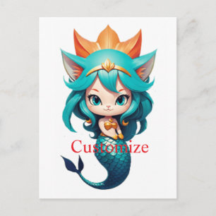 Cute Kitty Cat Mermaid Thunder_Cove Postcard