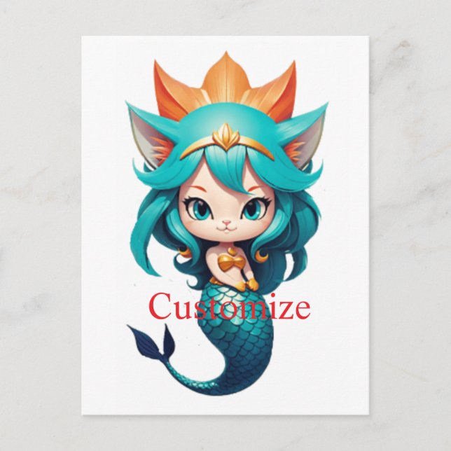 Cute Kitty Cat Mermaid Thunder_Cove Postcard (Front)
