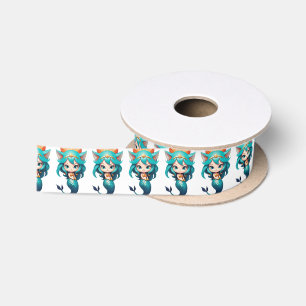 Cute Kitty Cat Mermaid Thunder_Cove Satin Ribbon
