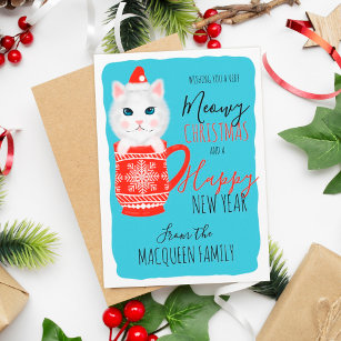 Cute Kitty Cat Mug Meowy Christmas Party Invitation