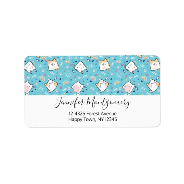  Cute Kitty Cat Pattern Whimsical Label (Front)