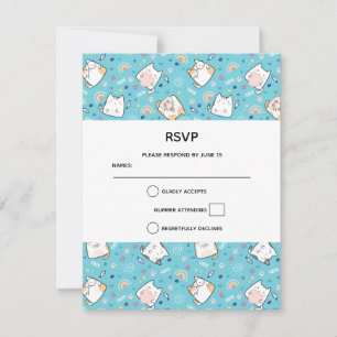 Cute Kitty Cat Pattern Whimsical RSVP Card
