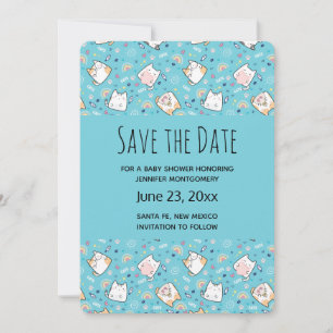 Cute Kitty Cat Pattern Whimsical Save The Date