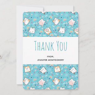 Cute Kitty Cat Pattern Whimsical Thank You