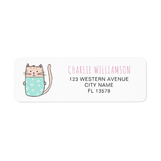 Cute Kitty Cat personalised address Return Address Label (Front)