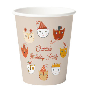 Cute Kitty Cat Personalised Birthday Paper Cups