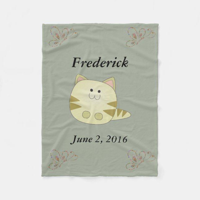 Cute Kitty Cat Personalised Fleece Blanket (Front)