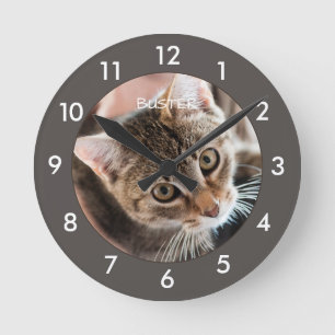 Cute Kitty Cat Personalized Round Clock