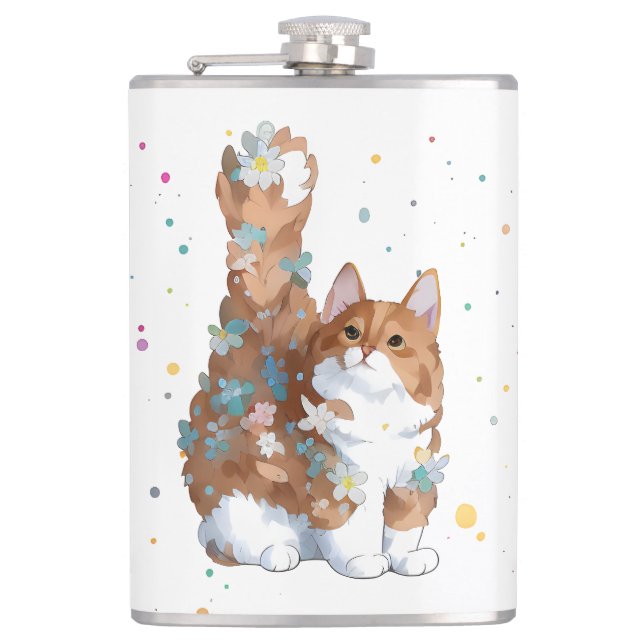 Cute Kitty Cat Pet Animal  Hip Flask (Front)