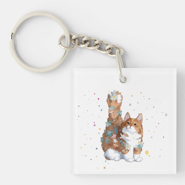 Cute Kitty Cat Pet Animal  Key Ring (Front)