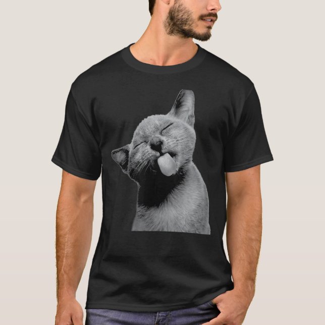 Cute Kitty Cat Sticking Out His Tongue At You Anim T-Shirt (Front)