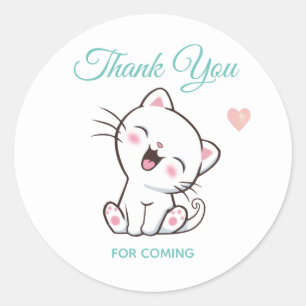 Cute Kitty Cat Thank You Classic Round Sticker