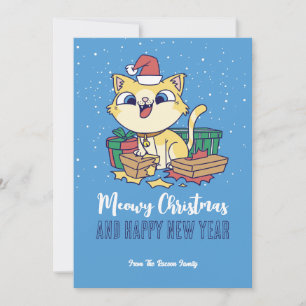 Cute Kitty Cat Winter Holiday Meowy Christmas Card