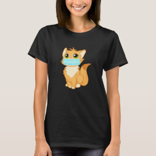 Cute Kitty Cat With Face Mask Funny  For Animal Lo T-Shirt