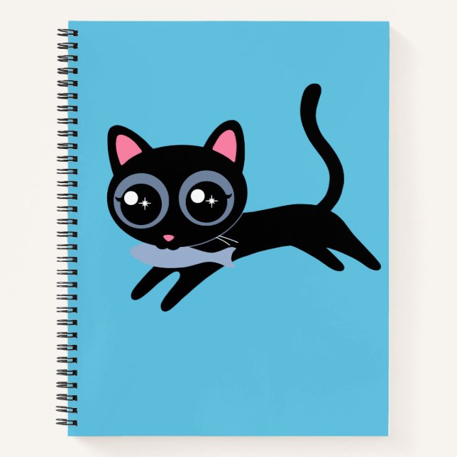 Cute Kitty Cat with Fish Gift for Girls Notebook (Front)
