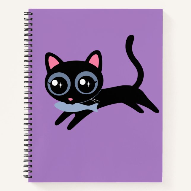 Cute Kitty Cat with Fish Gift for Girls Notebook (Front)