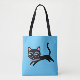 Cute Kitty Cat with Fish Tote Bag