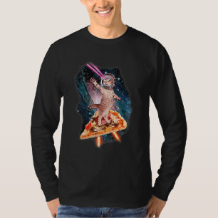 Cute Kitty Cat With Laser Beam Eyes Galaxy Flying T-Shirt