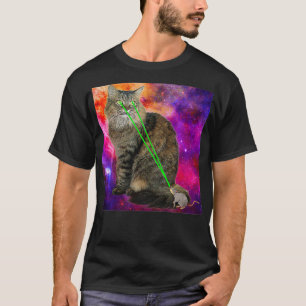 Cute Kitty Cat With Laser Beam Eyes Galay Backgrou T-Shirt