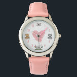 Cute Kitty Cats and Pink Heart Watch<br><div class="desc">This cute watch features four different kitty cats,  a pink heart and numbers. ~</div>