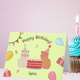 Cute Kitty Cats Birthday Party Card
