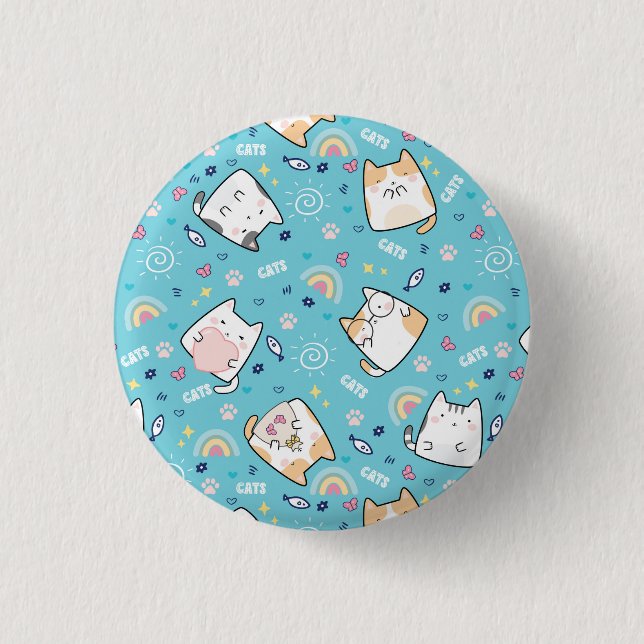 Cute Kitty Cats Whimsical Pattern 3 Cm Round Badge (Front)