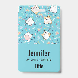 Cute Kitty Cats Whimsical Pattern ID Badge