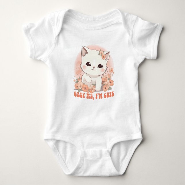 Cute Kitty! Chibi Kitten  Baby Bodysuit (Front)