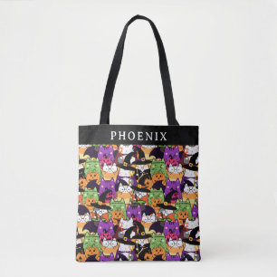 Cute Kitty Costume Personalised Trick or Treat Tote Bag