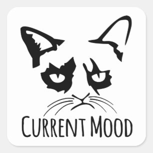 Cute Kitty Crazy Cat Lady Current Mood Stress Square Sticker