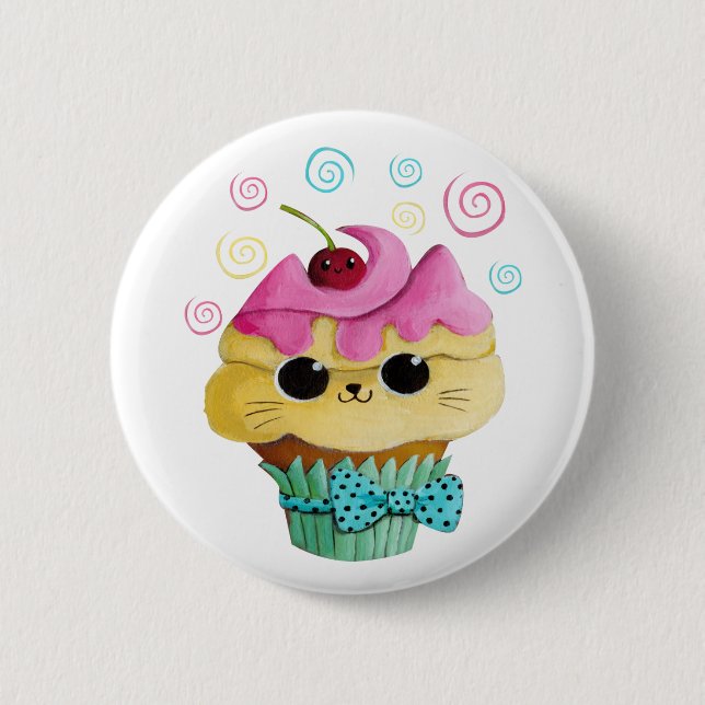 Cute Kitty Cupcake 6 Cm Round Badge (Front)