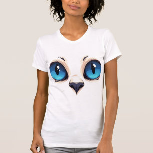 Cute Kitty Eyes Close Up Cartoon Cat Face Illustra T-Shirt