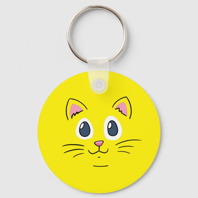 Cute Kitty Face Key Ring (Front)