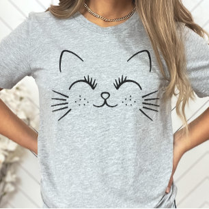 Cute Kitty Face Minimalist T-shirt, Cat Lover T-Shirt